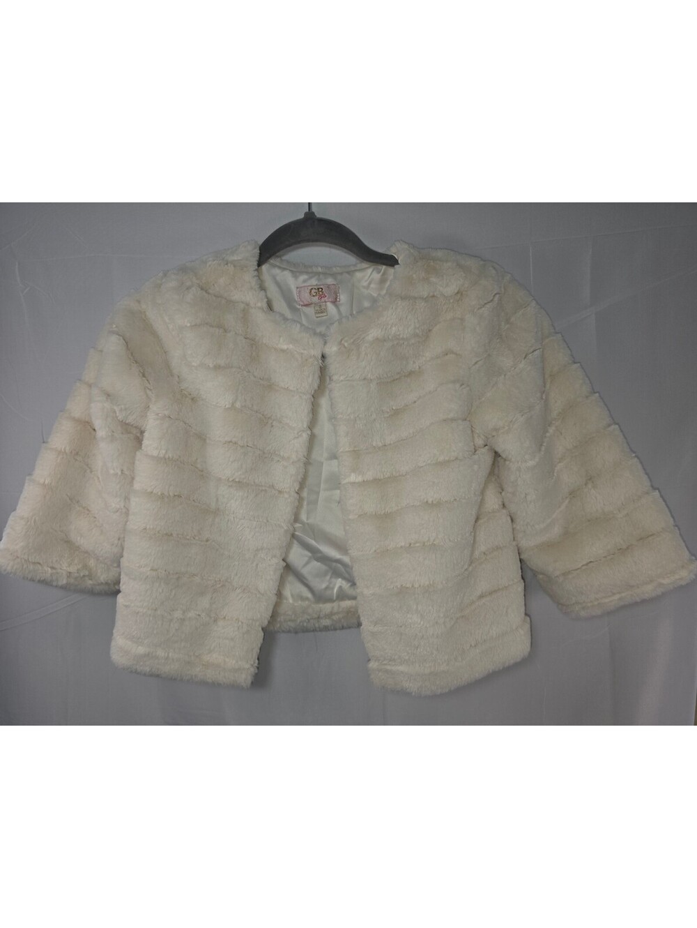 GB Girls Ivory Cream Faux Fur Jacket Girls Size S